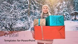  Presentation with winter driving - PPT theme enhanced with woman-giving-gifts-female background and a red colored foreground