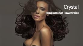  Presentation with glamour - Slide deck featuring woman glamour - brunette beauty background and a tawny brown colored foreground