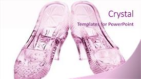  Presentation with slipper - Colorful PPT theme enhanced with woman glass shoes with reflection backdrop and a pink colored foreground