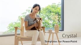  Presentation with coffee shop - Presentation consisting of woman-go-coffee-shop background and a soft green colored foreground