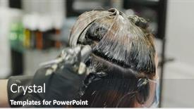  Presentation with hair salon - Colorful presentation theme enhanced with woman-go-hair-treatment backdrop and a dark gray colored foreground