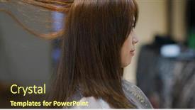  Presentation with hair salon - Colorful presentation enhanced with woman-go-hair-treatment backdrop and a tawny brown colored foreground