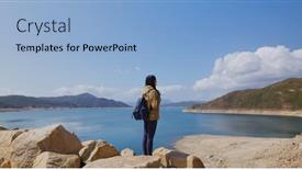  Presentation with hong kong - Beautiful slide deck featuring woman-go-high-island-reservoir backdrop and a light blue colored foreground