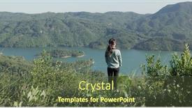  Presentation with hiking mountain - Slide deck consisting of woman-go-hiking-and-stand background and a tawny brown colored foreground