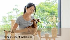  Presentation with coffee shop - Presentation theme enhanced with woman-go-to-coffee-shop background and a coral colored foreground