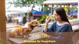  Presentation with coffee shop - Slide deck with woman-go-to-outdoor-coffee background and a tawny brown colored foreground