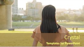  Presentation with sunset - Presentation theme consisting of woman-go-to-the-park background and a tawny brown colored foreground