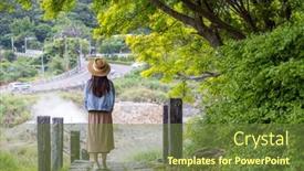  Presentation with sulfur - Slide deck consisting of woman-go-travel-in-sulfur background and a tawny brown colored foreground