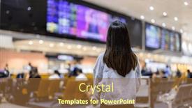  Presentation with airport - Presentation theme having woman-go-travel background and a tawny brown colored foreground