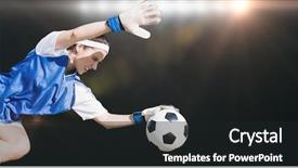  Presentation with spotlight - Slide deck featuring woman goalkeeper stopping a goal against spotlight background and a dark gray colored foreground
