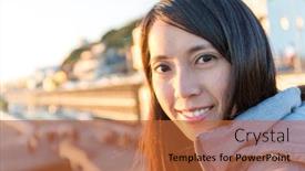  Presentation with sunset - PPT theme with woman-going-seaside-under-sunset background and a red colored foreground