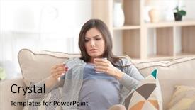  Presentation with pregnant woman - Presentation theme consisting of woman going to take medicine background and a coral colored foreground