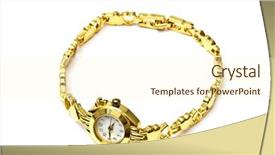  Presentation with golden woman - PPT layouts with woman golden wrist watch isolated on white background background and a cream colored foreground