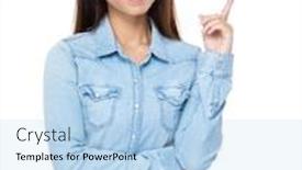  Presentation with idea - Amazing slide set having woman-got-new-idea and a light blue colored foreground