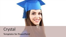  Presentation with graduation black graduate hat - Cool new slides with woman graduate student wearing graduation backdrop and a coral colored foreground