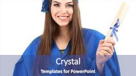  Presentation with student - Audience pleasing slide deck consisting of woman graduate student wearing graduation backdrop and a ocean colored foreground