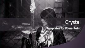  Presentation with female - Presentation having woman guitar - young female guitarist behind grid background and a dark gray colored foreground