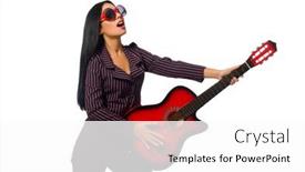 Presentation with guitar - Audience pleasing presentation design consisting of woman-guitar-player-isolated and a white colored foreground