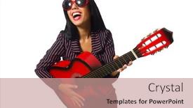  Presentation with role play woman and man - Slides consisting of woman-guitar-player-isolated background and a coral colored foreground