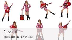  Presentation with role play woman and man - Amazing presentation design having loc - woman guitar player isolated backdrop and a white colored foreground