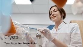  Presentation with gynecologist - Presentation design enhanced with woman-gynecologist-taking-sample background and a coral colored foreground