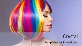  Presentation with hair color - Beautiful slide set featuring woman hair as color splash backdrop and a light blue colored foreground