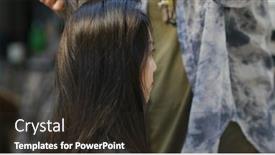  Presentation with hair salon - Colorful PPT theme enhanced with woman-hair-cut-in-beauty backdrop and a dark gray colored foreground