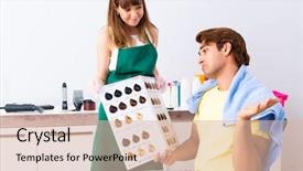  Presentation with dying - Cool new theme with woman hairdresser applying dye backdrop and a lemonade colored foreground