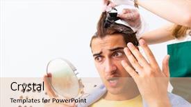  Presentation with dying - Presentation design with woman hairdresser applying dye background and a lemonade colored foreground
