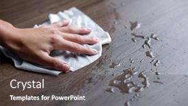  Presentation with wipe - Presentation theme consisting of woman-hand-clean-cleaning-liquid background and a dark gray colored foreground