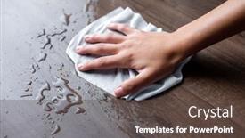  Presentation with clean water - Colorful presentation design enhanced with woman-hand-clean-remove-liquid backdrop and a tawny brown colored foreground
