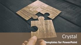  Presentation with connecting - PPT theme featuring woman-hand-connecting-puzzles background and a coral colored foreground