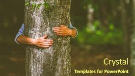  Presentation with global warming - Presentation with woman-hand-embracing-a-tree background and a tawny brown colored foreground