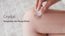  Presentation with hold hand - Amazing theme having woman-hand-hold-ice-cube backdrop and a soft green colored foreground