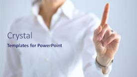  Presentation with hold hand - Slide deck with woman-hand-hold-virtual-business background and a sky blue colored foreground