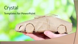 Presentation with eco paper - Presentation design consisting of woman hand holding a car background and a mint green colored foreground