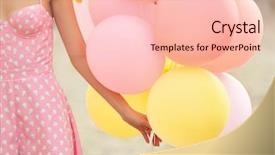  Presentation with balloon - Beautiful presentation featuring woman hand holding air balloons backdrop and a lemonade colored foreground