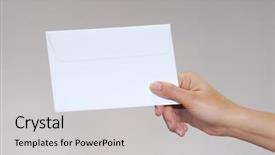  Presentation with envelope - Theme consisting of woman hand holding an envelope background and a light gray colored foreground
