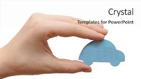  Presentation with gift - Beautiful theme featuring woman hand holding blue car backdrop and a white colored foreground
