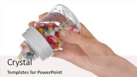  Presentation with hand holding pencil - PPT theme consisting of woman hand holding feeding bottle background and a soft green colored foreground