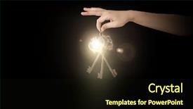  Presentation with hand holding colorful brain sketch - Cool new PPT theme with woman hand holding golden key backdrop and a  colored foreground