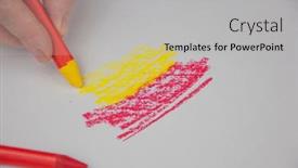  Presentation with pastel art - Audience pleasing PPT layouts consisting of woman-hand-holding-oil-pastel backdrop and a light gray colored foreground