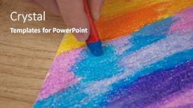  Presentation with pastel art - PPT layouts enhanced with woman-hand-holding-oil-pastel background and a tawny brown colored foreground