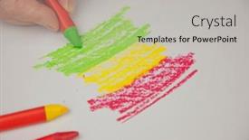  Presentation with pastel art - Slides having woman-hand-holding-oil-pastel background and a light gray colored foreground