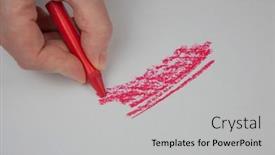  Presentation with pastel art - Amazing theme having woman-hand-holding-oil-pastel backdrop and a light gray colored foreground