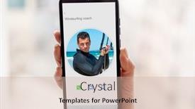  Presentation with coach - Beautiful PPT theme featuring woman-hand-holding-smartphone backdrop and a soft green colored foreground