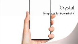  Presentation with smartphone app - Theme with woman-hand-holding-smartphone background and a white colored foreground