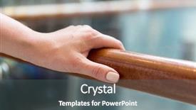  Presentation with railing - Amazing presentation design having woman hand holding to railing backdrop and a gray colored foreground