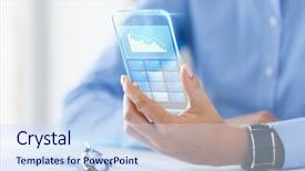  Presentation with transparent screen - Beautiful slide set featuring woman hand holding transparent backdrop and a sky blue colored foreground