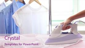  Presentation with ironing - Colorful slide deck enhanced with woman hand ironing a shirt backdrop and a lemonade colored foreground
